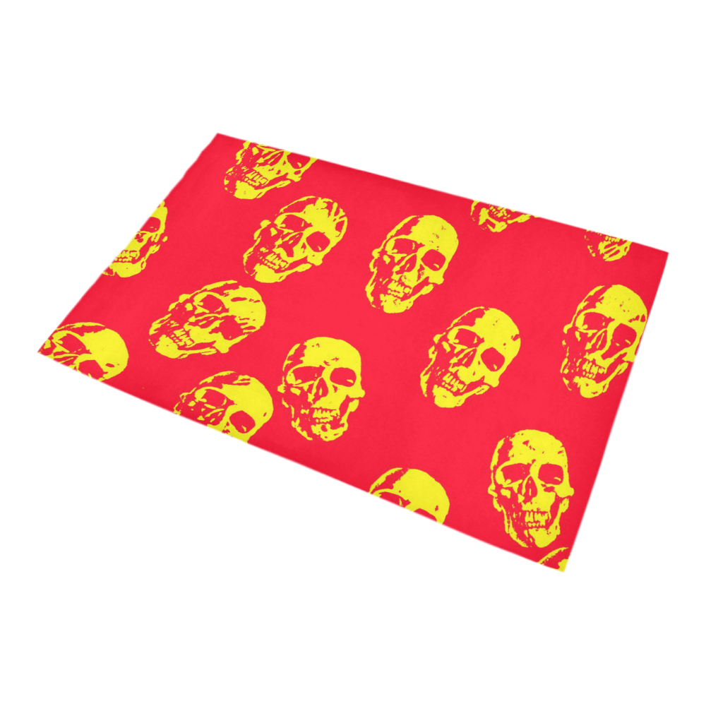 hot skulls, red yellow by JamColors Bath Rug 20''x 32''