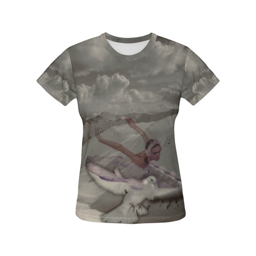 Purple Ballerina All Over Print T-Shirt for Women (USA Size) (Model T40)