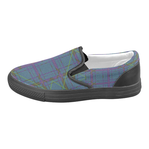 Neon plaid 80's style design Men's Slip-on Canvas Shoes (Model 019)
