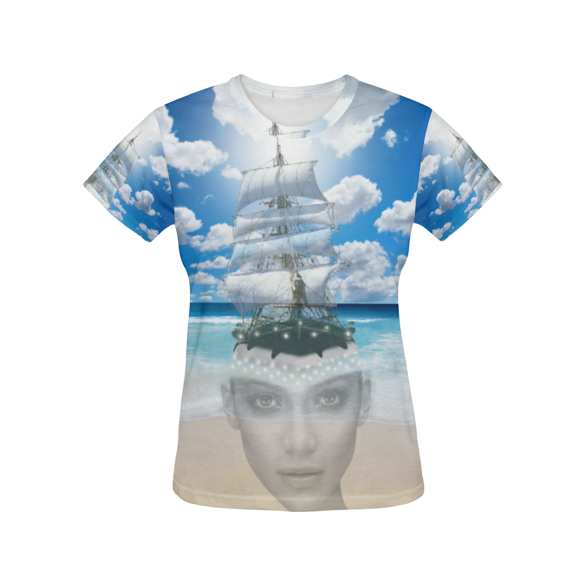 Blue Sailing All Over Print T-Shirt for Women (USA Size) (Model T40)
