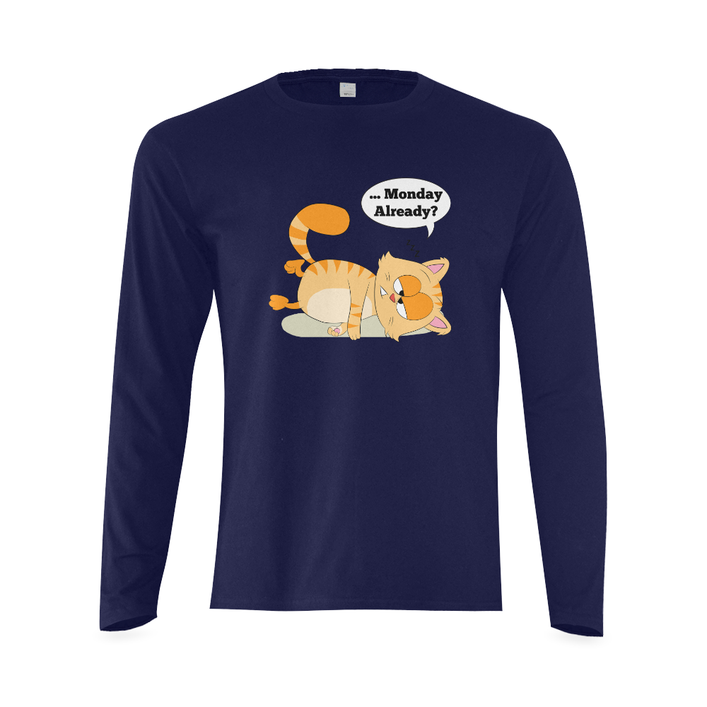 Even Cat Hates Monday Sunny Men's T-shirt (long-sleeve) (Model T08)