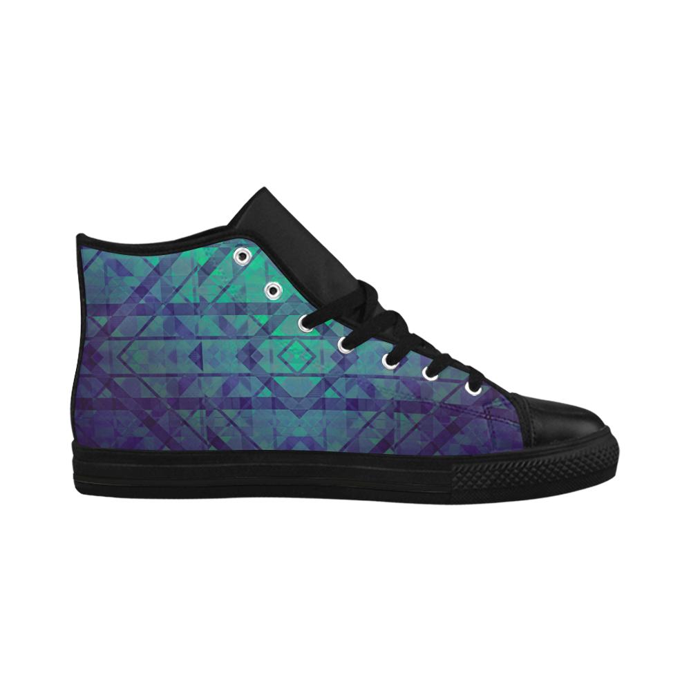 Sci-Fi Dream Blue Geometric design Aquila High Top Microfiber Leather Men's Shoes/Large Size (Model 032)