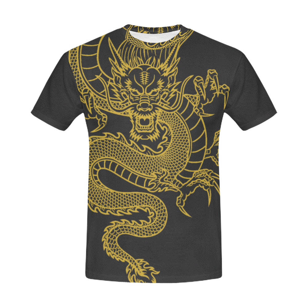 Golden Chinese Dragon All Over Print T-Shirt for Men (USA Size) (Model T40)