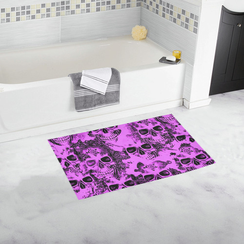cloudy Skulls pink by JamColors Bath Rug 16''x 28''