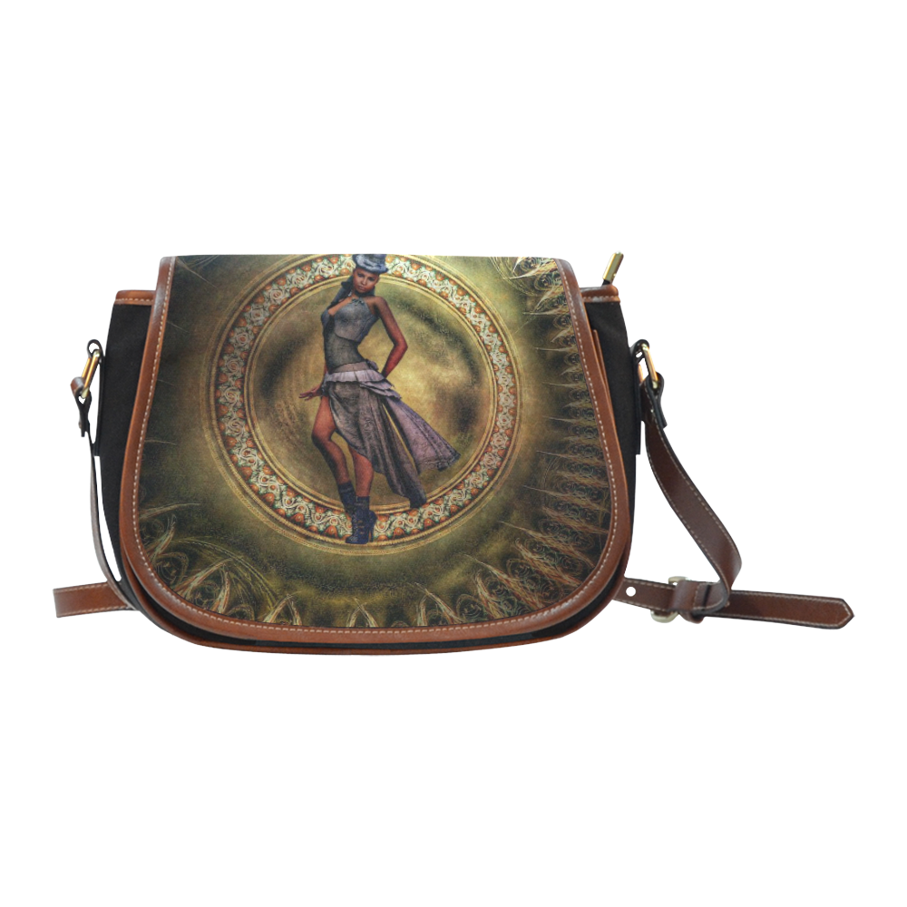 fantasy Steampunk Lady B by JamColors Saddle Bag/Small (Model 1649)(Flap Customization)