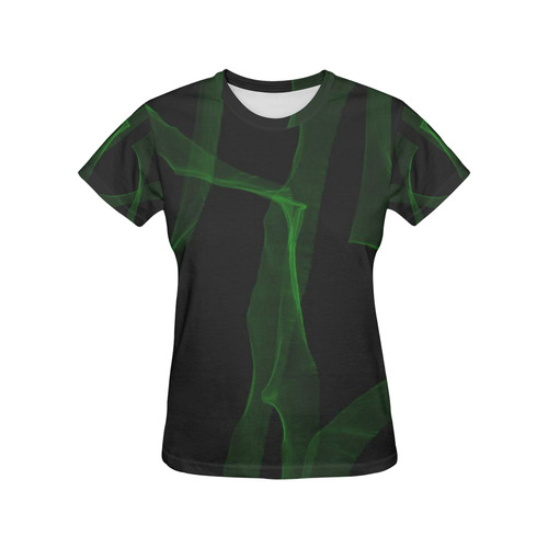 Green Black Neon All Over Print T-Shirt for Women (USA Size) (Model T40)