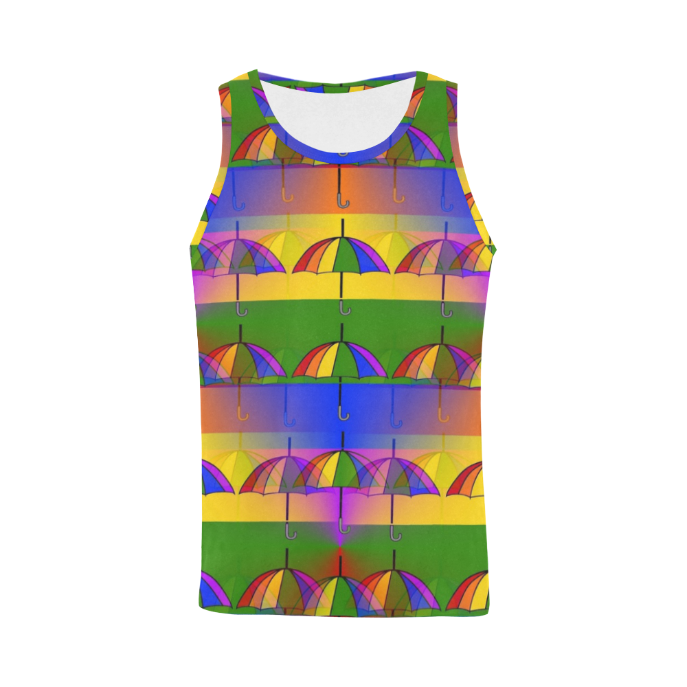 Rainbow Umbrella Pop by Popart Lover All Over Print Tank Top for Men (Model T43)