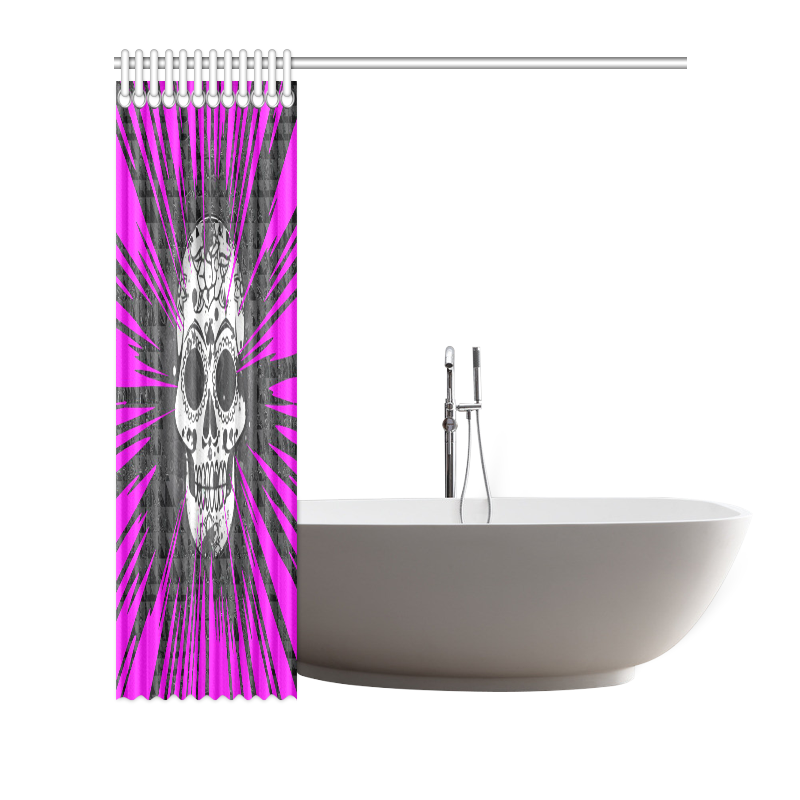 skull and pink by JamColors Shower Curtain 72"x72"