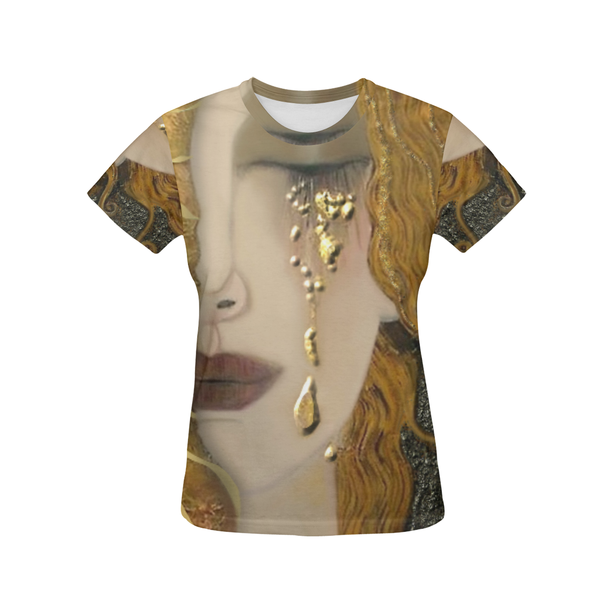 Gold Klimt All Over Print T-Shirt for Women (USA Size) (Model T40)