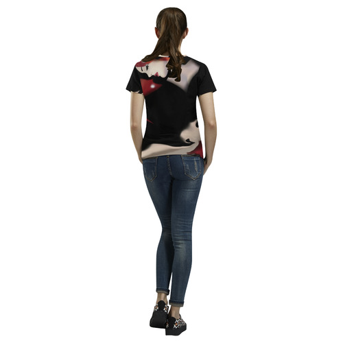 Beautiful Red Girl All Over Print T-Shirt for Women (USA Size) (Model T40)