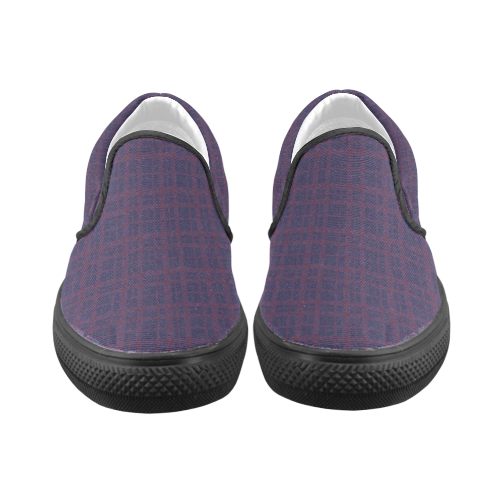 Purple Plaid Rock Style Slip-on Canvas Shoes for Men/Large Size (Model 019)
