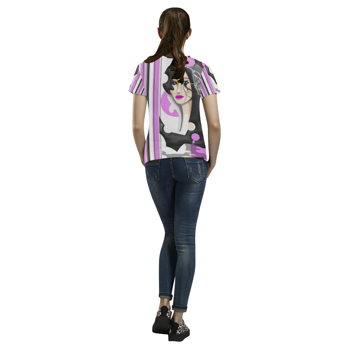 Purple Witch All Over Print T-Shirt for Women (USA Size) (Model T40)