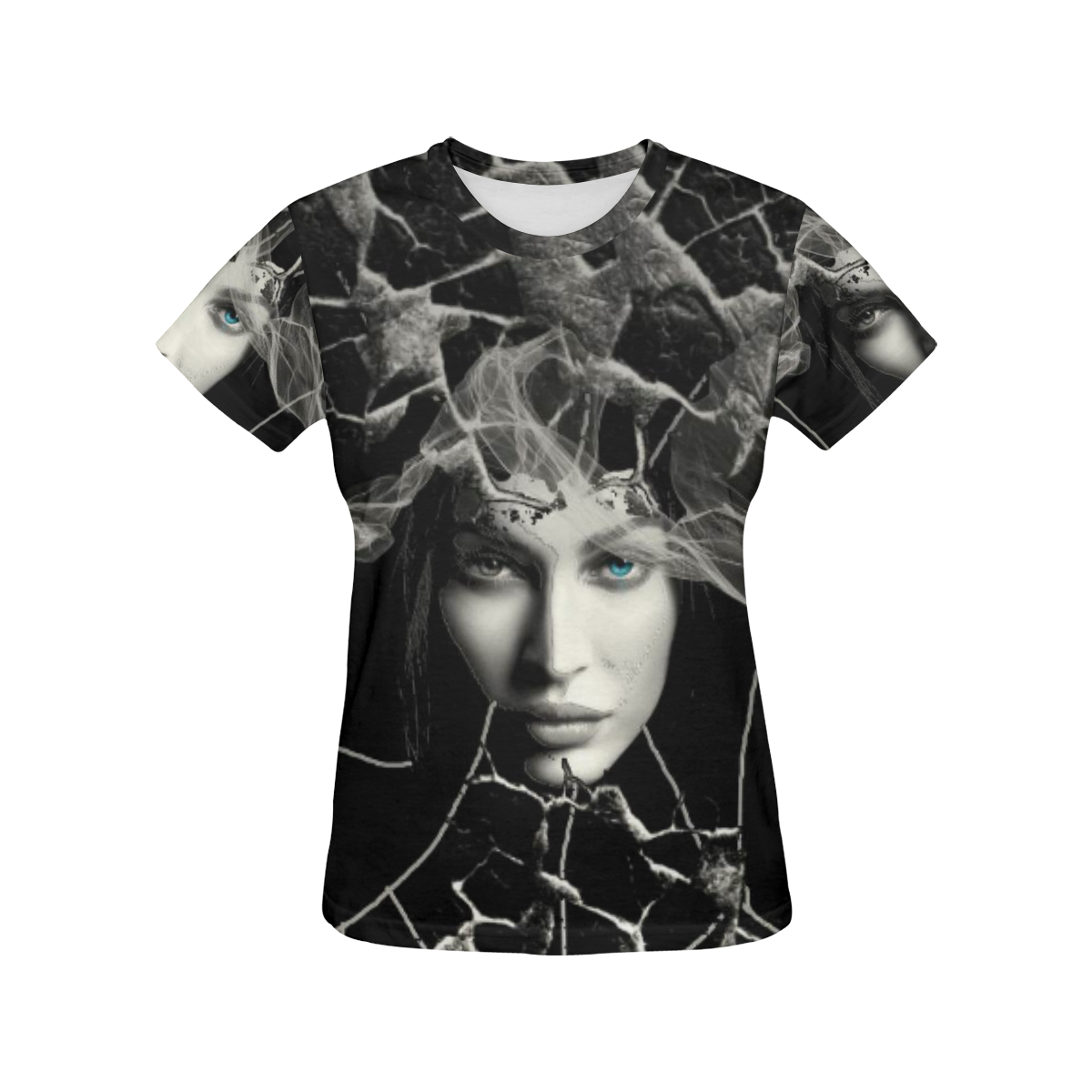 Black Mystery All Over Print T-Shirt for Women (USA Size) (Model T40)