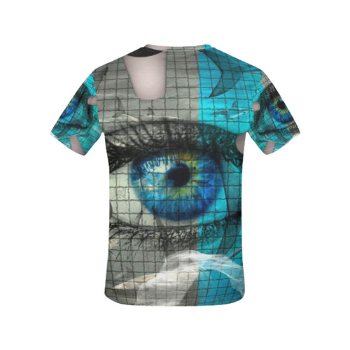 Blue Eye All Over Print T-Shirt for Women (USA Size) (Model T40)