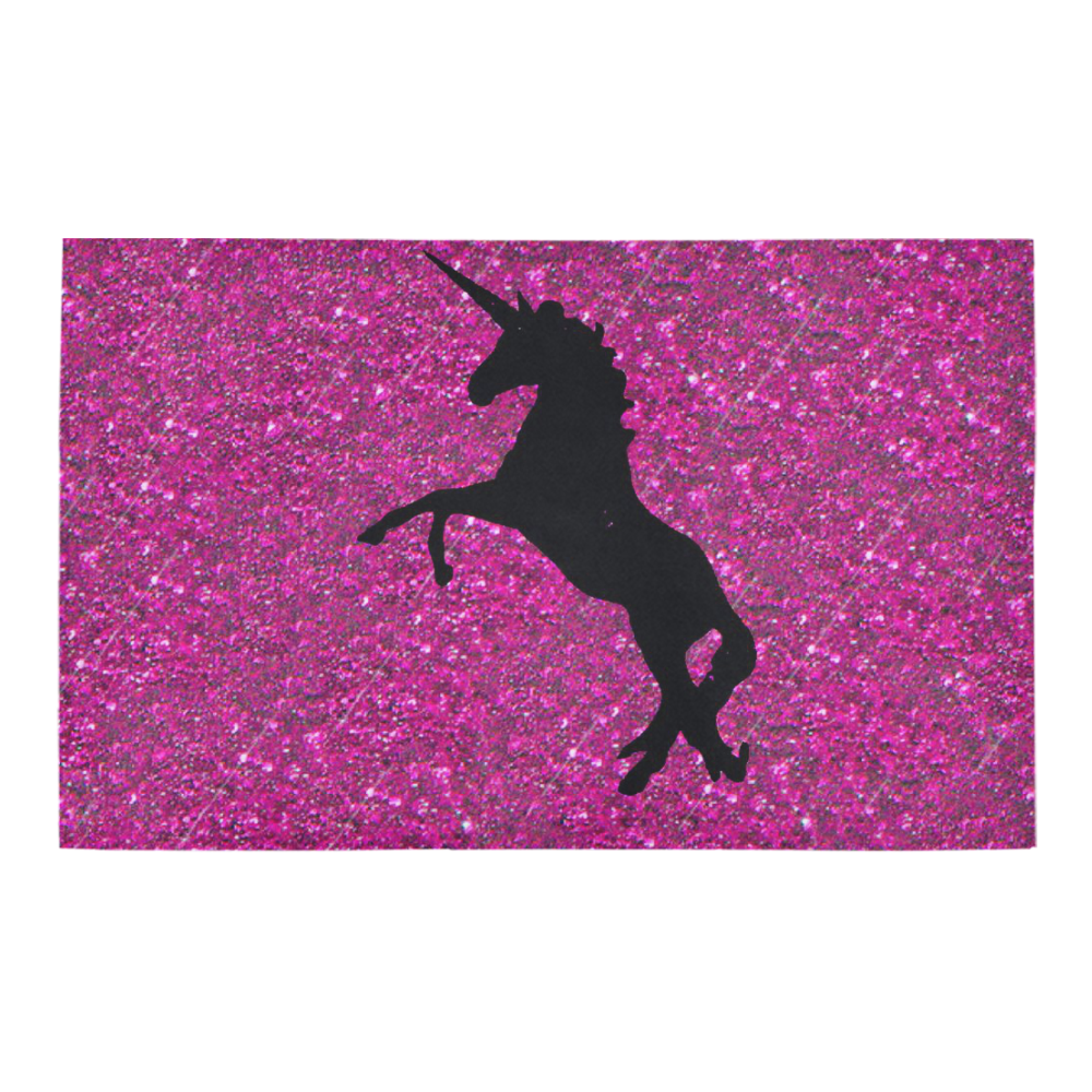 unicorn on pink glitter Bath Rug 20''x 32''