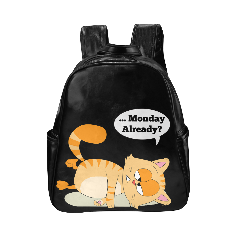 Even Cat Hates Monday Multi-Pockets Backpack (Model 1636)