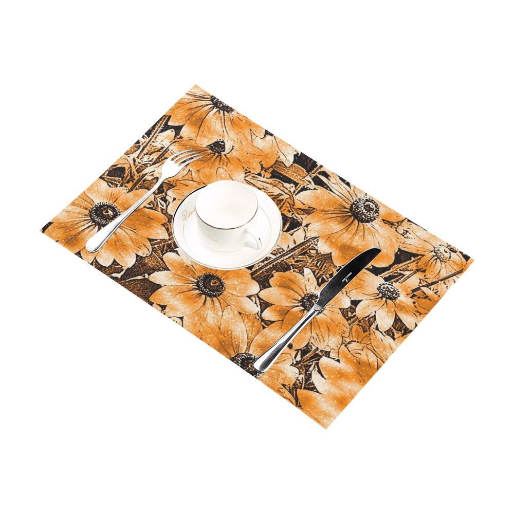 wonderful sparkling Floral F by JamColors Placemat 12’’ x 18’’ (Set of 6)
