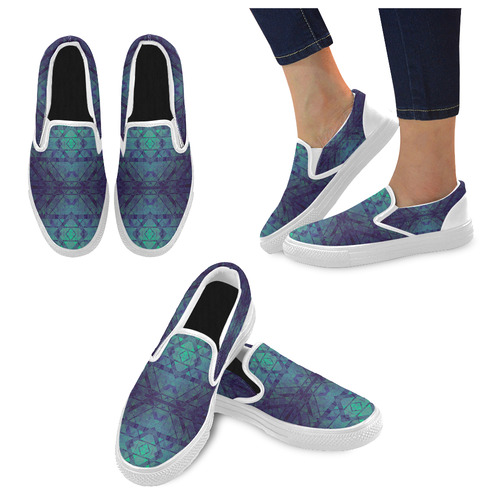 Sci-Fi Dream Blue Geometric design Men's Slip-on Canvas Shoes (Model 019)