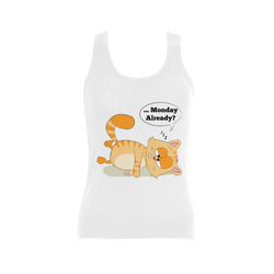 Even Cat Hates Monday Women's Shoulder-Free Tank Top (Model T35)