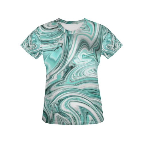 Cyan Dance All Over Print T-Shirt for Women (USA Size) (Model T40)