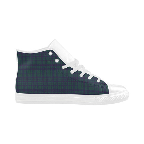 Green Plaid Hipster Style Aquila High Top Microfiber Leather Men's Shoes (Model 032)