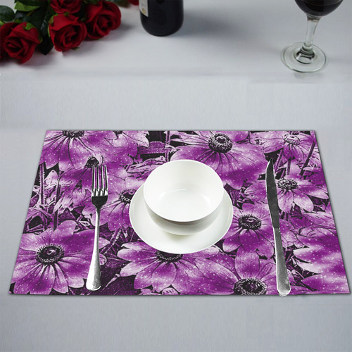 wonderful sparkling Floral D by JamColors Placemat 12’’ x 18’’ (Set of 6)