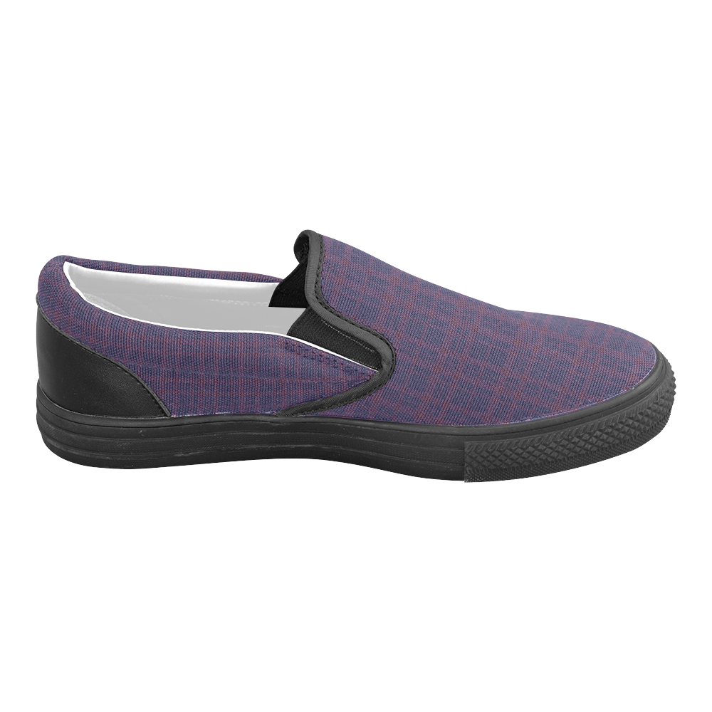 Purple Plaid Rock Style Men's Slip-on Canvas Shoes (Model 019)