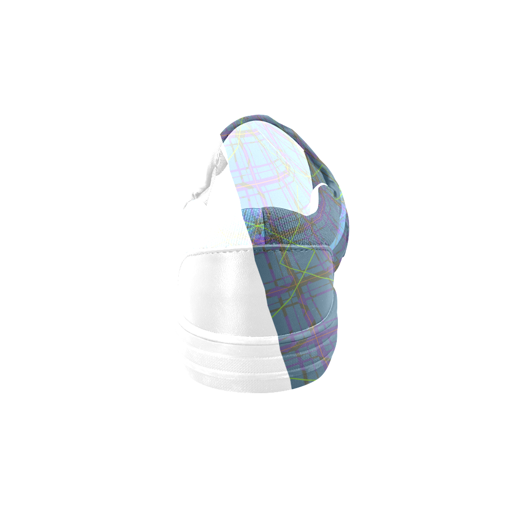 Neon plaid 80's style design Men's Slip-on Canvas Shoes (Model 019)