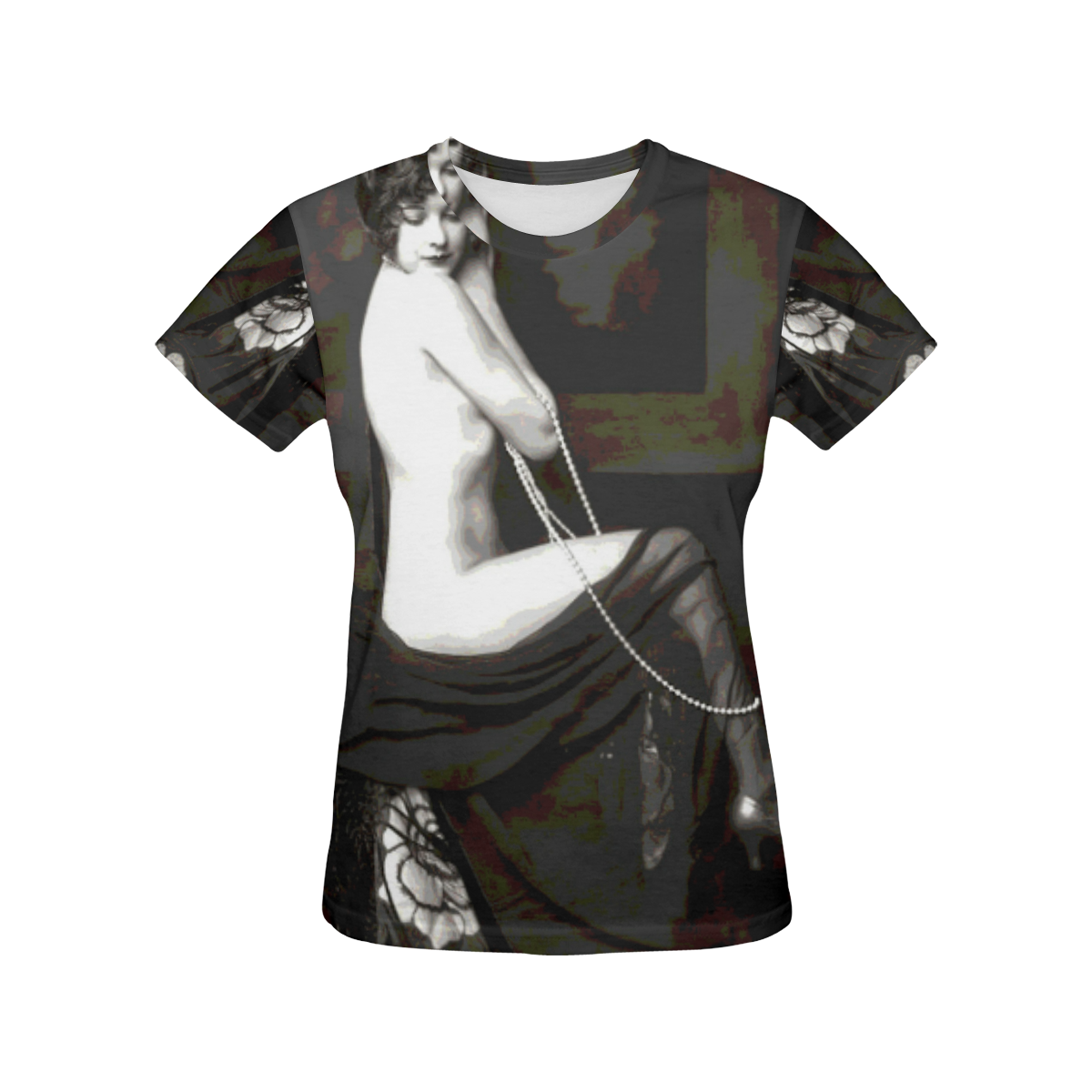 Nude Vintage All Over Print T-Shirt for Women (USA Size) (Model T40)