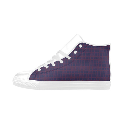 Purple Plaid Hipster Style Aquila High Top Microfiber Leather Men's Shoes (Model 032)