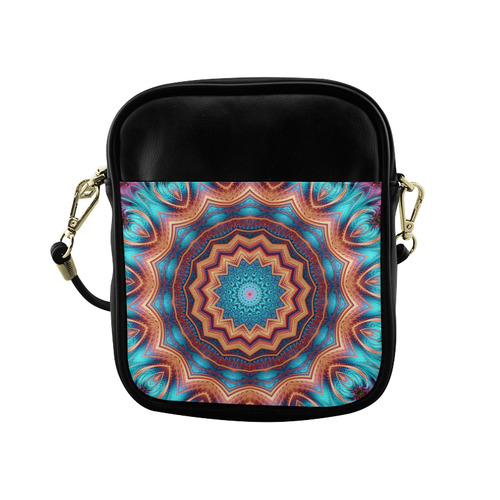 Blue Feather Mandala Sling Bag (Model 1627)