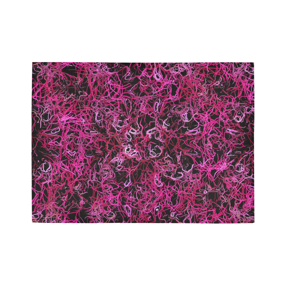 Hot Pink and Black Electric Lines Area Rug7'x5'