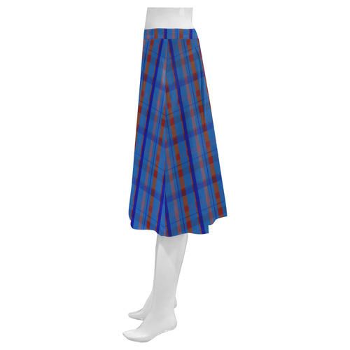 Royal Blue Plaid Hipster Style Mnemosyne Women's Crepe Skirt (Model D16)
