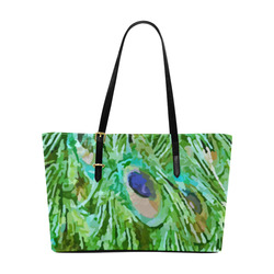 Watercolor Peacock Feathers Euramerican Tote Bag/Large (Model 1656)