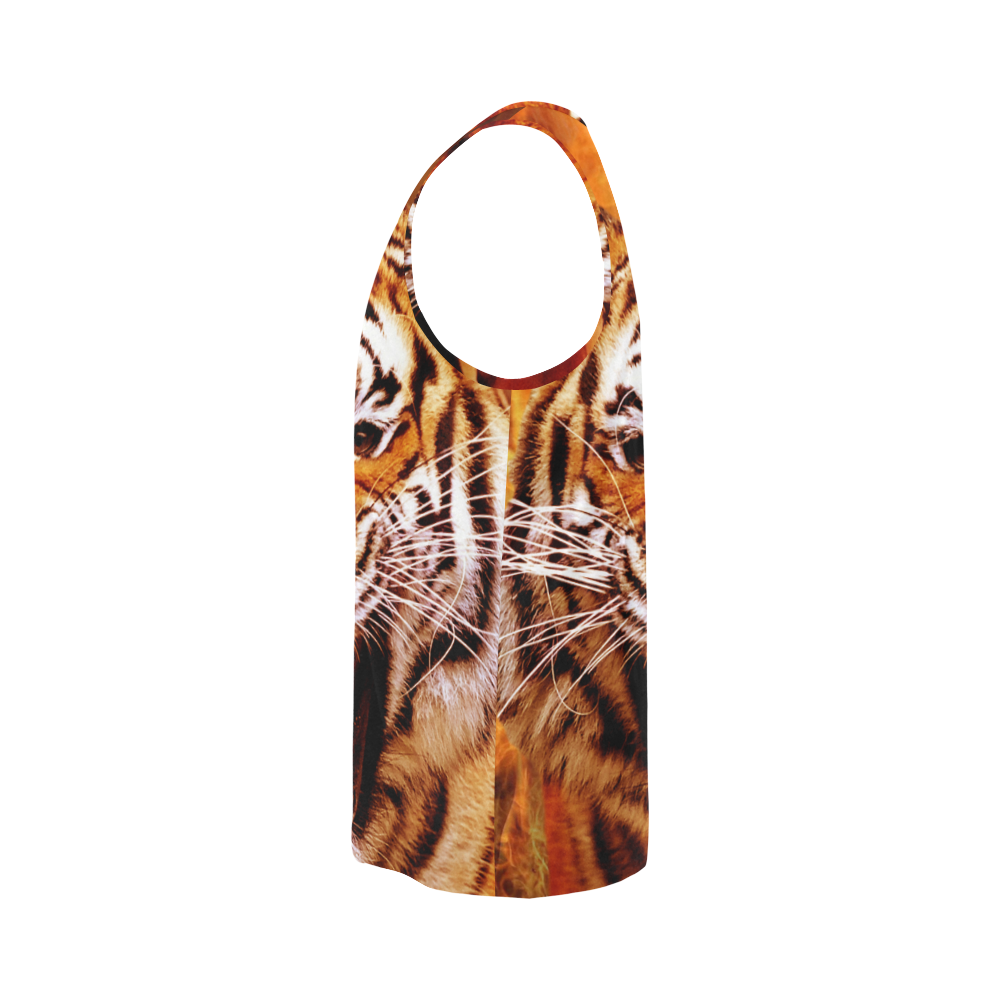 Tiger and Flame All Over Print Tank Top for Men (Model T43)