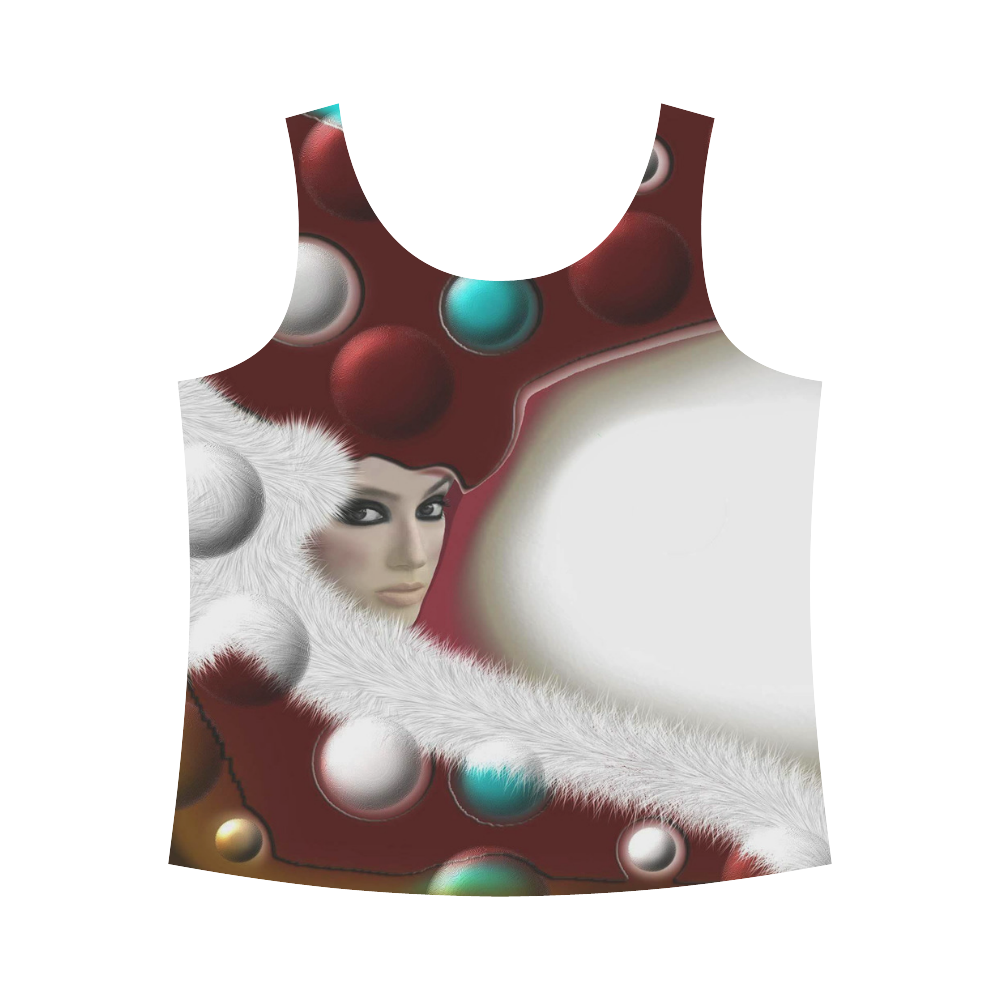 Red Turquoise White Brown Carnaval Girl All Over Print Tank Top for Women (Model T43)