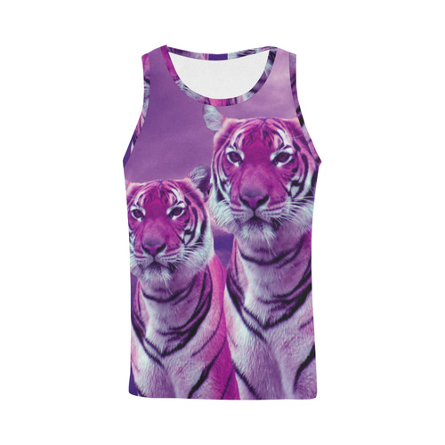 Purple Tigers All Over Print Tank Top for Men (Model T43)