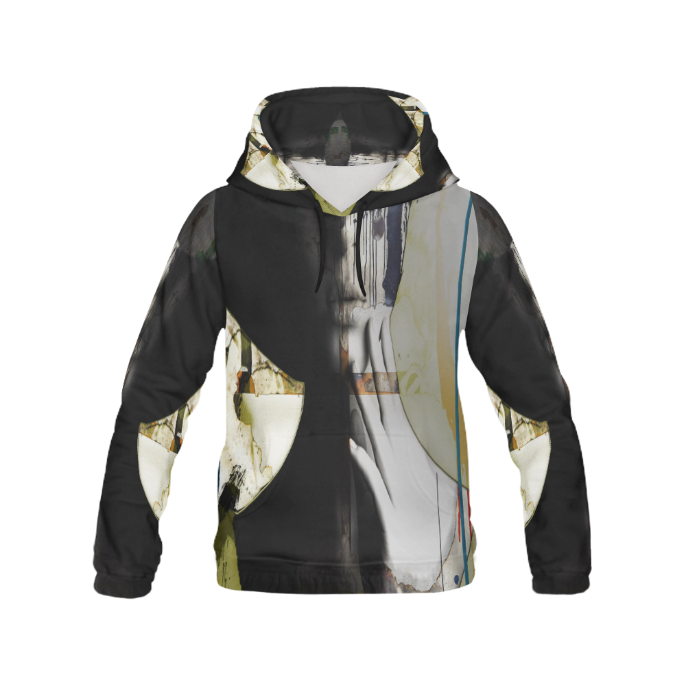 Black Burnt All Over Print Hoodie for Women (USA Size) (Model H13)