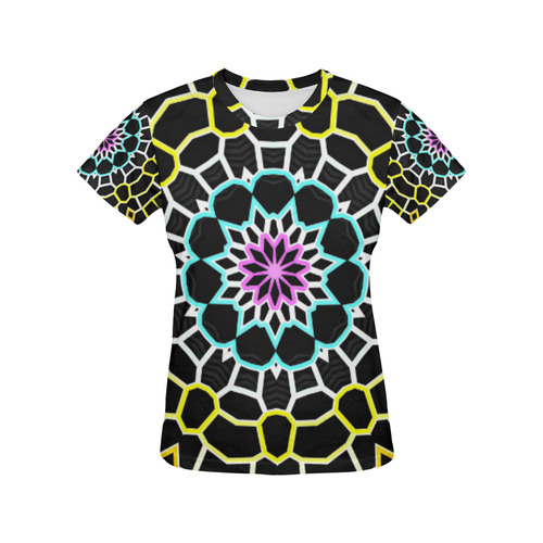 Live Line Mandala All Over Print T-Shirt for Women (USA Size) (Model T40)