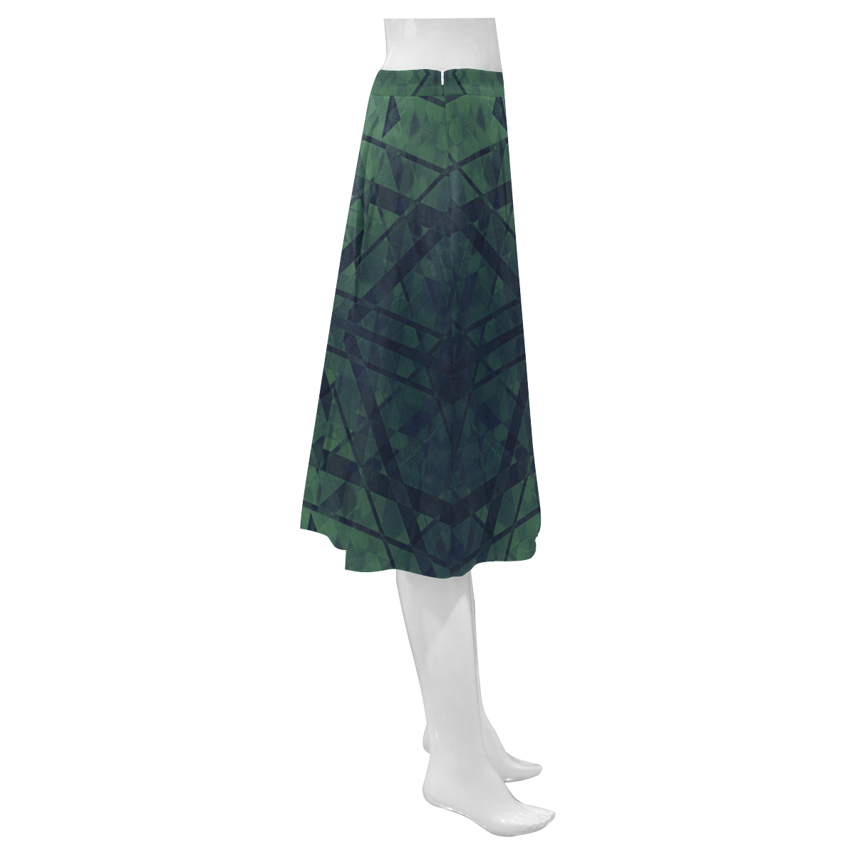 Sci-Fi Green Monster  Geometric design Mnemosyne Women's Crepe Skirt (Model D16)