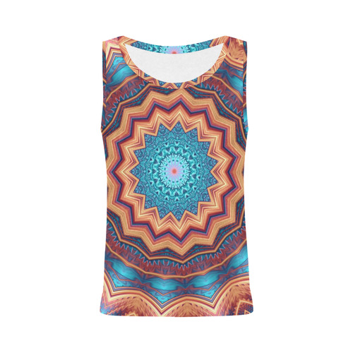 Blue Feather Mandala All Over Print Tank Top for Women (Model T43)
