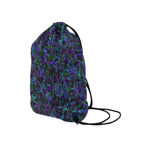 Purple, Blue, Green and Black Medium Drawstring Bag Model 1604 (Twin Sides) 13.8"(W) * 18.1"(H)