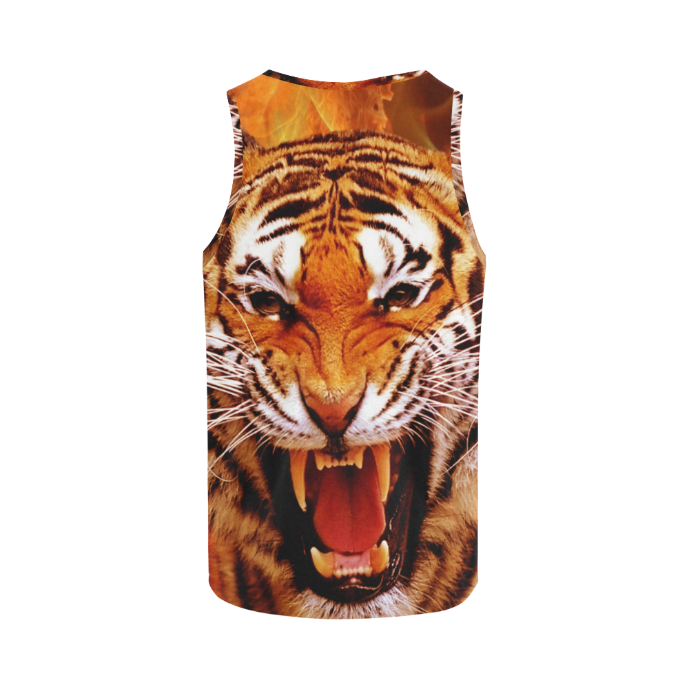 Tiger and Flame All Over Print Tank Top for Women (Model T43)