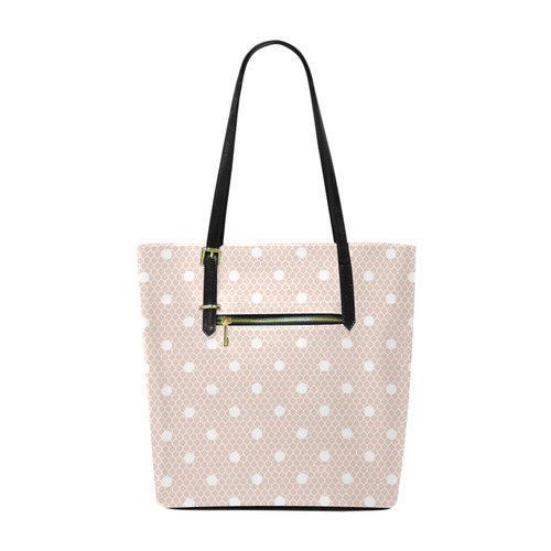 White Pink Polka Dots, Lace Pattern Euramerican Tote Bag/Small (Model 1655)