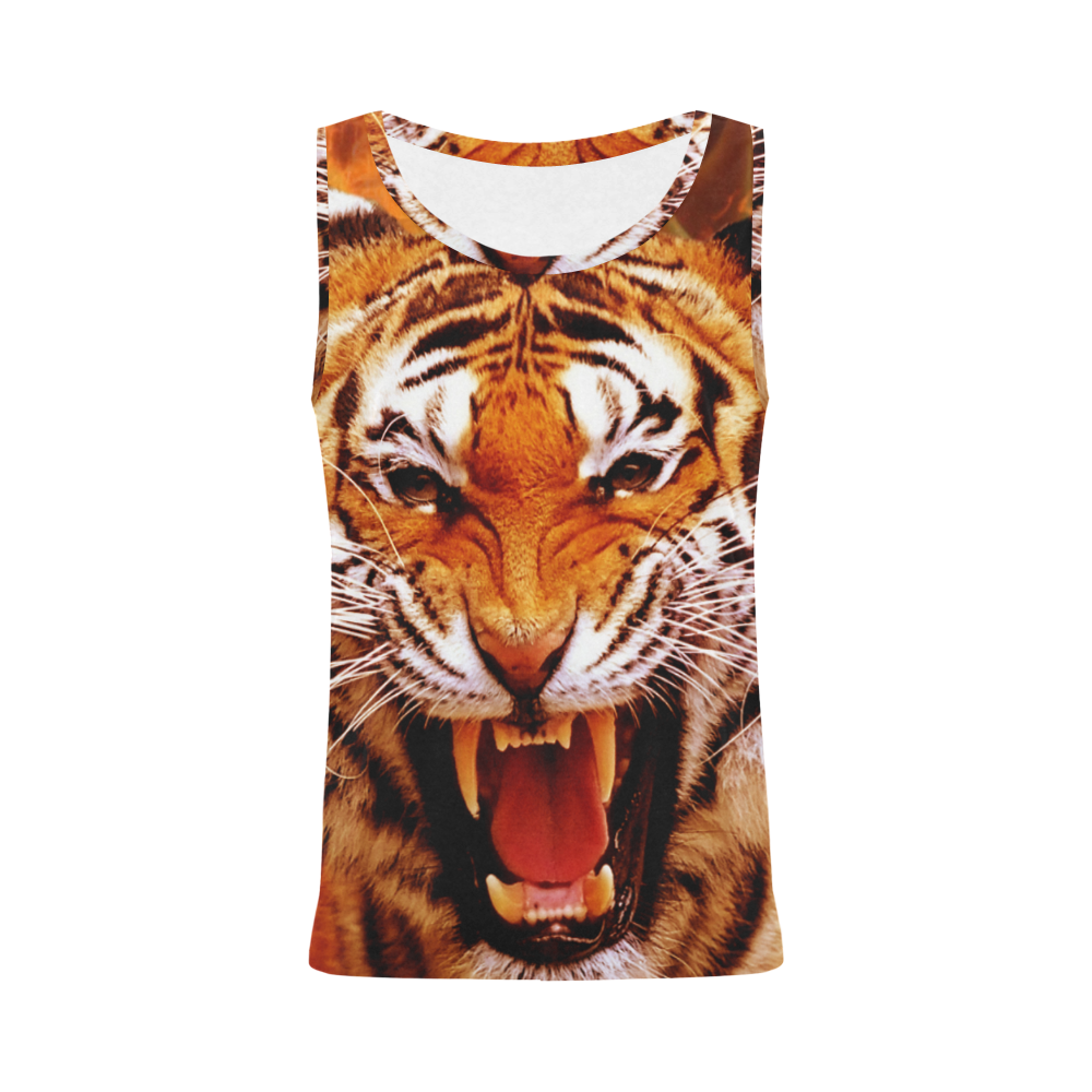 Tiger and Flame All Over Print Tank Top for Women (Model T43)