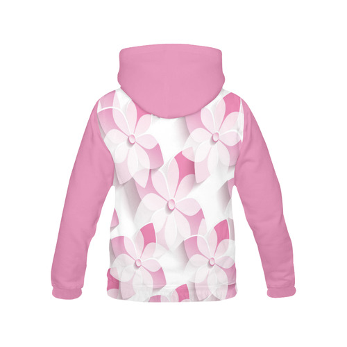 Pink White And Violet Flowers All Over Print Hoodie for Women (USA Size) (Model H13)