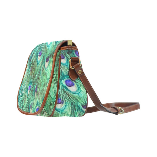 Watercolor Peacock Feathers Saddle Bag/Small (Model 1649) Full Customization