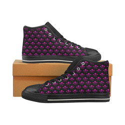 Kids Hot Pink skull High Top Canvas Shoes for Kid (Model 017)