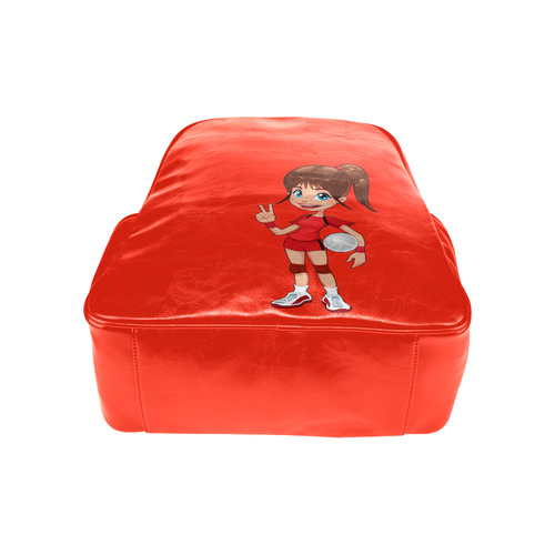 Socc girl red Multi-Pockets Backpack (Model 1636)