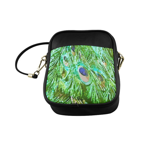 Watercolor Peacock Feathers Sling Bag (Model 1627)